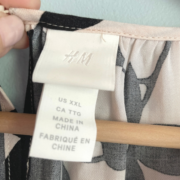 NWT H&M Dress XXL Biege Black Floral Maxi - Picture 8 of 12